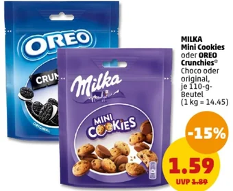 PENNY MILKA Mini Cookies oder OREO Crunchies 110 g Beutel Angebot