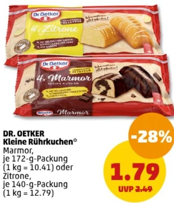 PENNY DR. OETKER Kleine Rührkuchen 172/140 g Packung Angebot