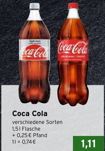 CAP Markt Coca Cola verschiedene Sorten 1.5L Angebot