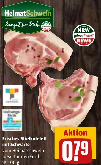 REWE Frisches Stielkotelett mit Schwarte 100 g Angebot