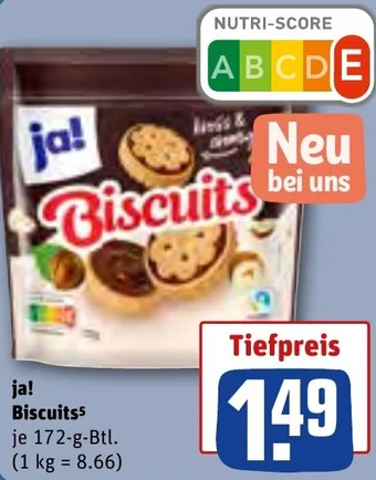 REWE ja! Biscuits 172 g Btl. Angebot