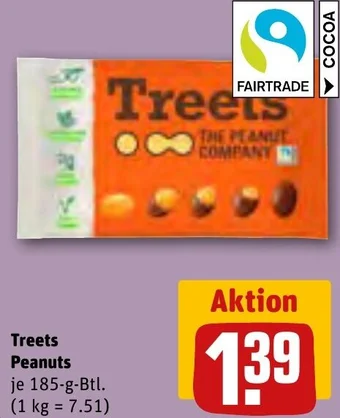 REWE Treets Peanuts 185 g Btl. Angebot