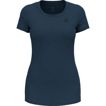 Intersport Odlo damen unterhemd bl top crew neck s/s natural p blue wing teal melange l Angebot