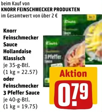 REWE Knorr Feinschmecker Sauce Hollandaise Klassisch 35 g oder Feinschmecker 3 Pfeffer Sauce 40-g-Btl. Angebot