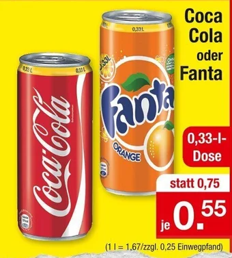 Zimmermann Coca-Cola oder Fanta 0,33-1-Dose Angebot