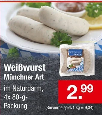 Zimmermann Weißwurst Münchner Art 4x 80 g Angebot