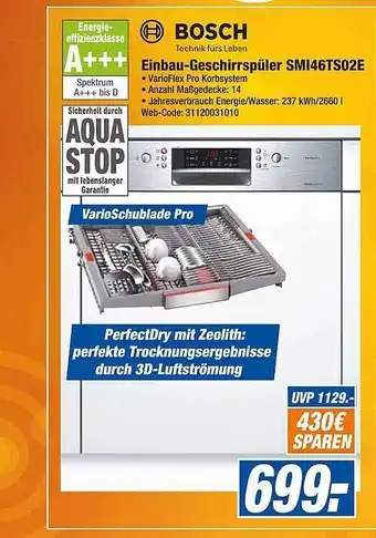 HEM Expert Bosch Einbau-Geschirrspüler SMI46TS02E Angebot