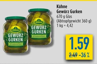 diska Kühne Gewürz Gurken 670 g Angebot