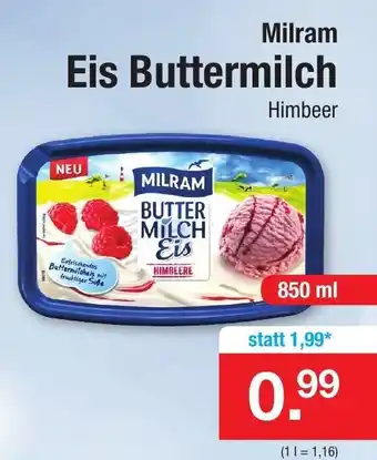 Zimmermann Milram Eis Buttermilch Himbeer 850ml Angebot