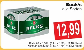 Getränke Göbel Beck's alle Sorten 20*500/24*330ml Angebot