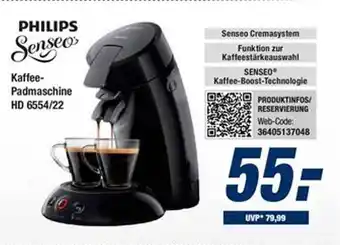 Expert Bening Philips Senseo Kaffee Padmaschine HD 6554/22 Angebot