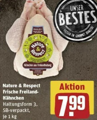 REWE Nature & Respect Frische Freiland-Hähnchen 1 kg Angebot