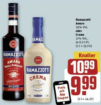 REWE Ramazzotti Amaro oder Crema 0,7 L-Fl. Angebot