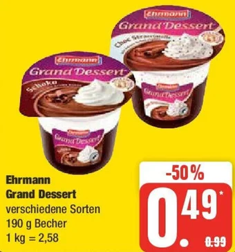 Edeka Ehrmann Grand Dessert 190 g Becher Angebot