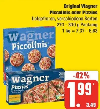 Edeka Original Wagner Piccolinis oder Pizzies 270-300 g Packung Angebot