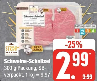 Edeka Stroh Schwein Schweine-Schnitzel 300 g Packung Angebot