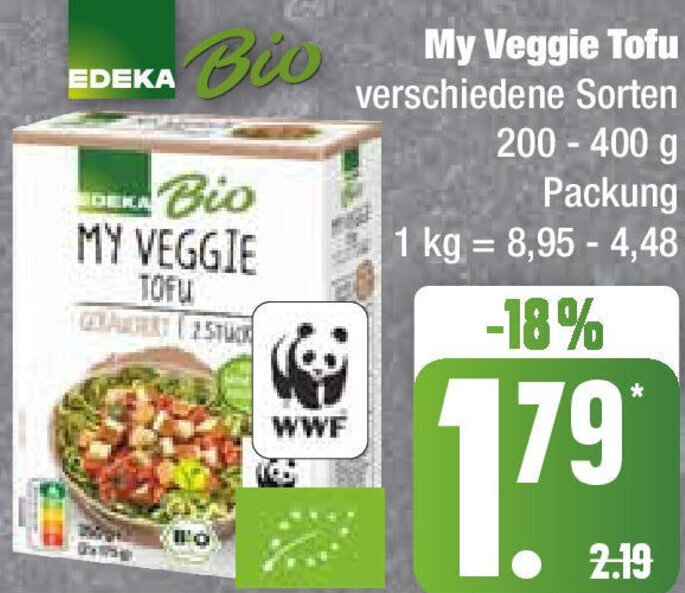 EDEKA Bio My Veggie Tofu 200400 g Packung Angebot bei Edeka