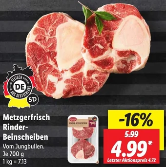 Lidl Metzgerfrisch Rinder Beinscheiben 700 g Angebot