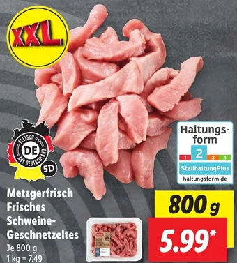 Lidl Metzgerfrisch Frisches Schweine Geschnetzeltes 800 g Angebot