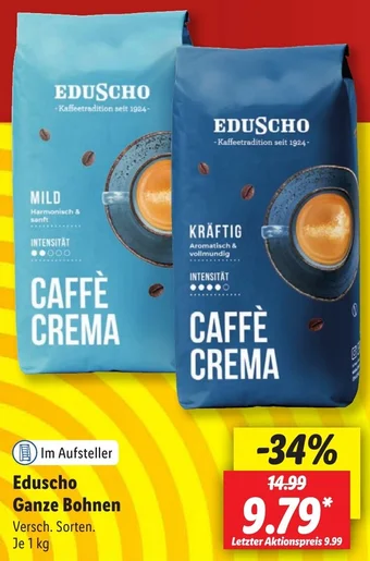 Lidl Eduscho Ganze Bohnen 1 kg Angebot