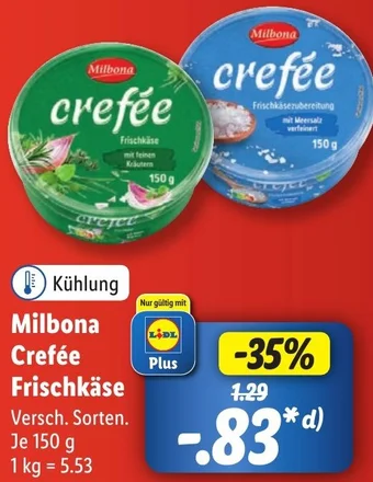 Lidl Milbona Crefée Frischkäse 150 g Angebot