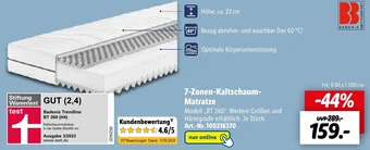 Lidl BADENIA 7-Zonen Kaltschaum Matratze Angebot