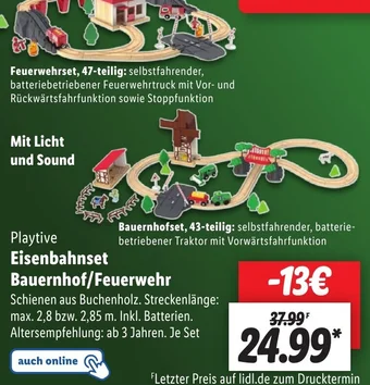 Lidl Playtive Eisenbahnset Bauernhof/Feuerwehr Angebot