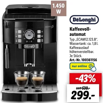 Lidl DeLonghi Kaffeevollautomat ECAM12.123.B Angebot