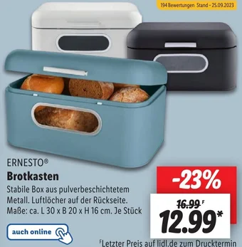 Lidl ERNESTO Brotkasten Angebot