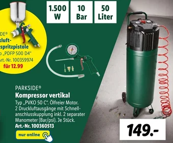 Lidl PARKSIDE Kompressor vertikal PVKO 50 C Angebot