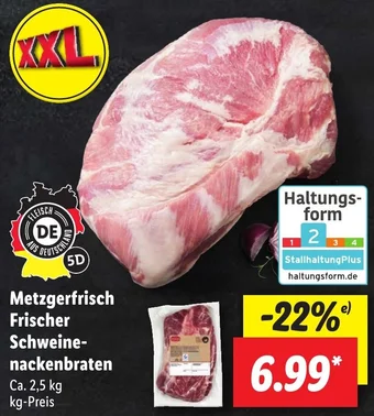 Lidl Metzgerfrisch Frischer Schweinenackenbraten Ca. 2,5 kg Angebot