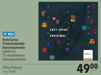 CITTI Markt BecksCocoa Trinkschokolade-Adventskalender 590 g Packung Angebot