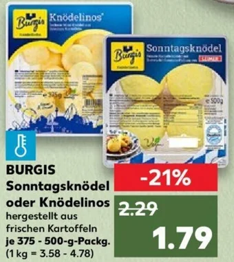 Kaufland BURGIS Sonntagsknödel oder Knödelinos 375-500 g Packg. Angebot