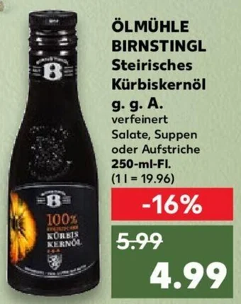 Kaufland ÖLMÜHLE BIRNSTINGL Steirisches Kürbiskernöl g.g.A. 250 ml Fl. Angebot