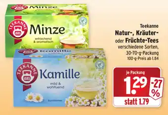 Wasgau Teekanne Natur Kräuter oder Früchte Tees 30-70g Angebot