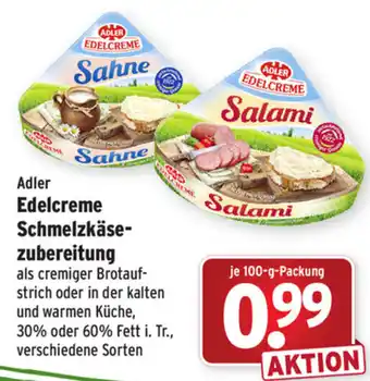 Wasgau Adler Edelcreme Schmelzkäsezubereitung 100g Angebot