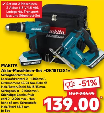 Kaufland MAKITA Akku-Maschinen Set DK18113X1 Angebot