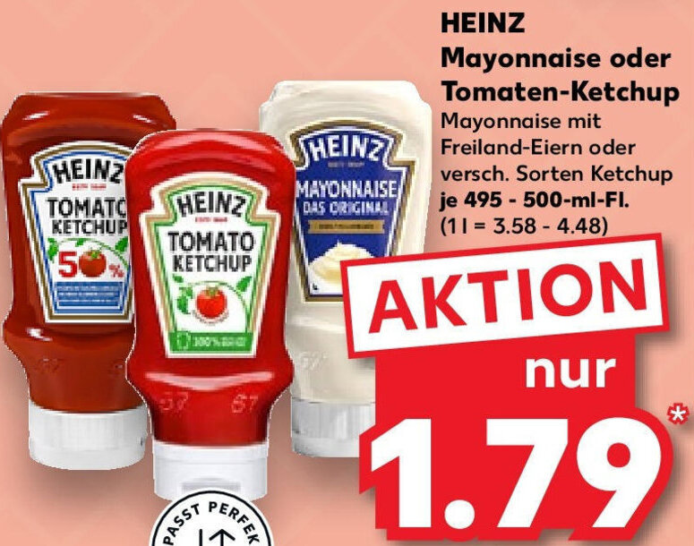 HEINZ Mayonnaise oder TomatenKetchup 495500 ml FI. Angebot bei Kaufland