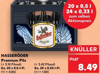 Kaufland HASSERÖDER Premium Pils Ka. 20x0,5 L-Fl. Angebot