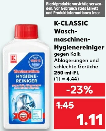 Kaufland K-CLASSIC Waschmaschinen Hygienereiniger 250 ml Fl. Angebot