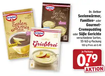 Wasgau Dr. Oetker Seelenwärmer, Familien oder Gourmet Cremepudding oder süße Gerichte 55-165g Angebot