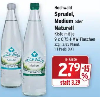 Wasgau Hochwald Sprudel, Medium oder Naturell 9x0,75L Angebot