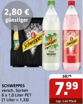 Getränke Quelle SCHWEPPES 6 x 1,0 Liter PET Angebot