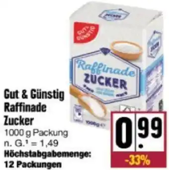 nah & gut Gut & Günstig Raffinade Zucker 1000 g Packung Angebot