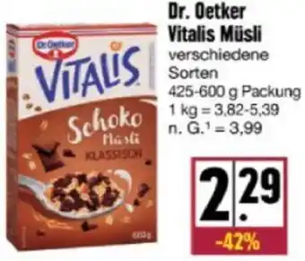 nah & gut Dr. Oetker Vitalis Müsli 425-600 g Packung Angebot