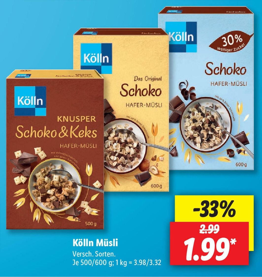 Kölln Müsli 500/600g Angebot bei Lidl