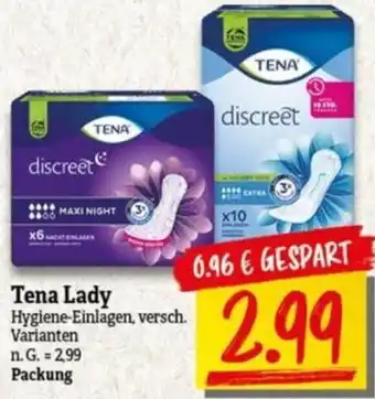 NP Discount Tena Lady Hygiene-Einlagen Angebot