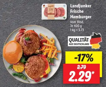 Lidl Landjunker Frische Hamburger 400g Angebot