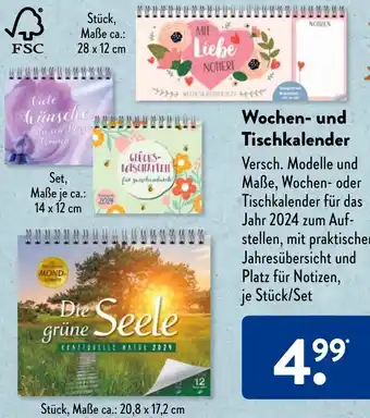 Aldi Süd Wochen und Tischkalender Angebot