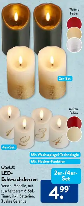 Aldi Süd CASALUX LED Echtwachskerzen 2er/4er-Set Angebot